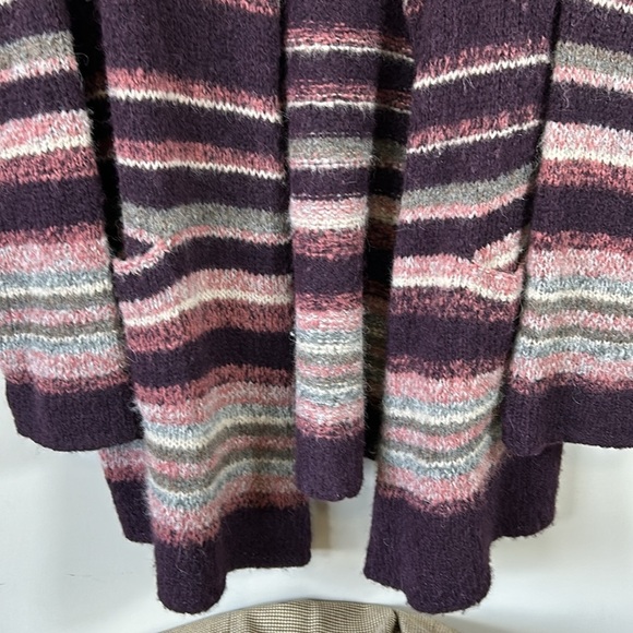 Free People Sweater Purple Striped Alpaca Wool Blend Cardigan Coat Sz M NEW - Picture 5 of 13